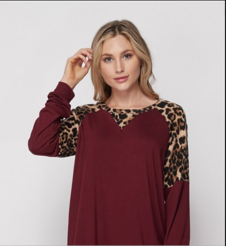Maroon Leopard Top