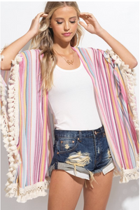 Multi Color Tassel Kimono