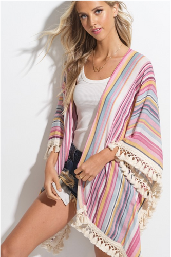 Multi Color Tassel Kimono