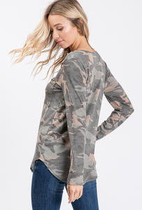 Sequin Long Sleeve V Neck