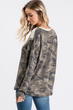 Load image into Gallery viewer, Camo Color Block V Neck