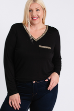 Load image into Gallery viewer, Sequin Long Sleeve V Neck - PLUS