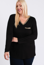 Load image into Gallery viewer, Sequin Long Sleeve V Neck - PLUS