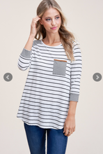 Load image into Gallery viewer, Striped Suede Pocket Top