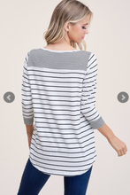 Load image into Gallery viewer, Striped Suede Pocket Top