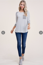 Load image into Gallery viewer, Striped Suede Pocket Top