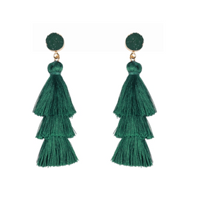 Druzy Stone Tassel Earring