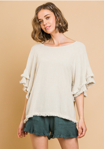 Oatmeal Fringe Top
