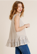 Load image into Gallery viewer, Natural Ruffle Tank