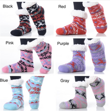 Load image into Gallery viewer, Kids Reindeer Sherpa Socks