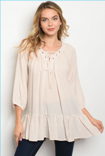 Sand Lace Up Top
