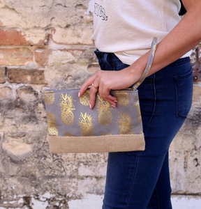 Pineapple Foil Wristlet