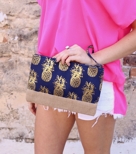 Pineapple Foil Wristlet
