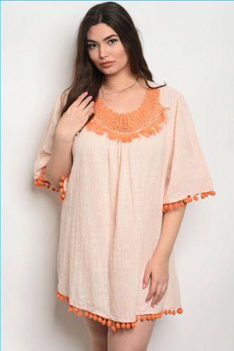 Tangerine Tassel Dress - PLUS