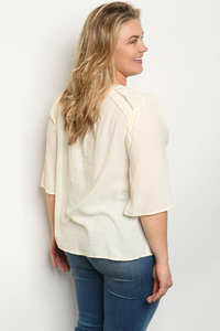 Cream Tassel Top - PLUS
