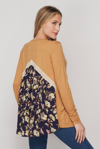 Mustard Floral Back Top