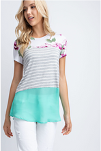 Load image into Gallery viewer, Teal Floral Block Top