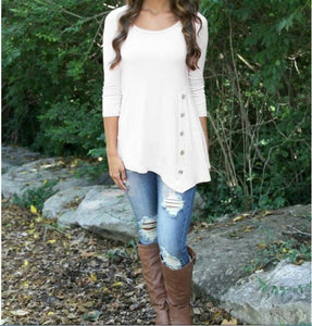 Long Sleeve Asymmetrical Button Tunic