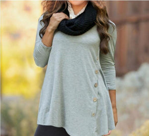 Long Sleeve Asymmetrical Button Tunic