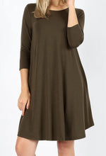 Load image into Gallery viewer, 3/4 Sleeve Round Hem Dress