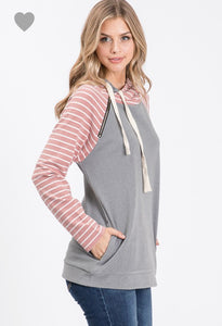 Zipper Contrast Hoodie