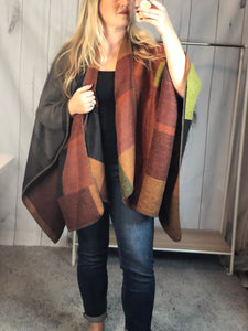 Plaid Cardigan Poncho Top