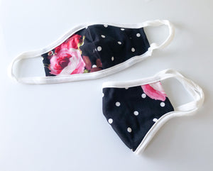 KIDS Black Floral Dot Face Mask