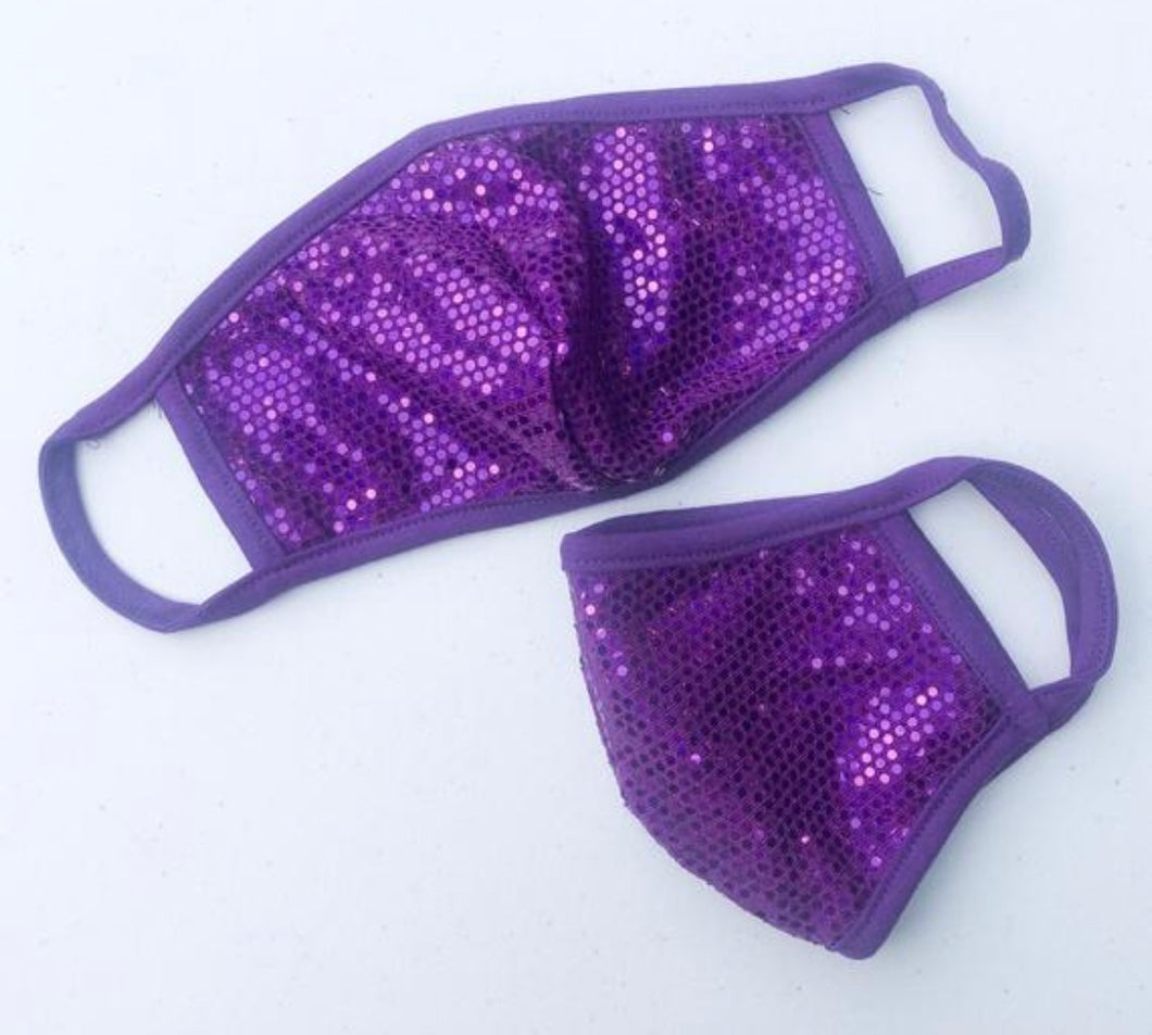 ADULT Face Mask - Purple Sequin