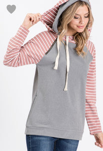 Zipper Contrast Hoodie