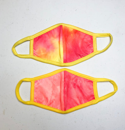 KIDS Face Mask- Yellow/Pink Tie Dye