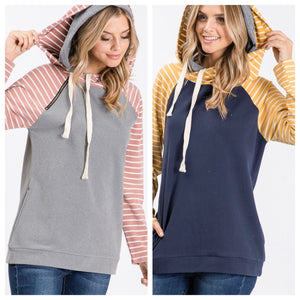 Zipper Contrast Hoodie