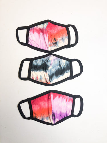 KIDS Face Mask- Black/Pink Tie Dye