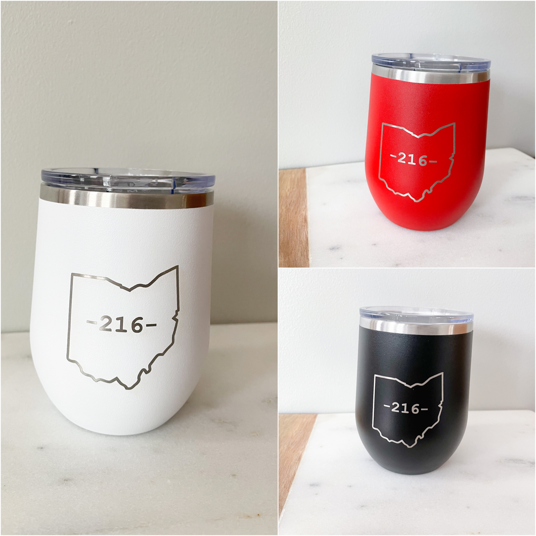 216 Area Code Wine Tumbler