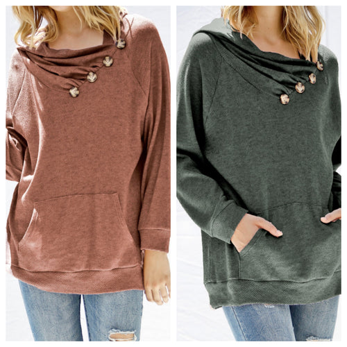 Asymmetrical Button Sweatshirt