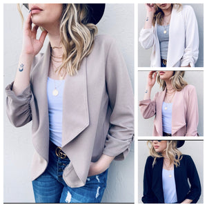 Solid Open Front Blazer