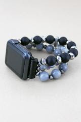 Beaded Smart Watch Band - Black & Gray